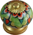 Orange Flower Ceramic Ball Cabinet Knob