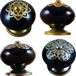 Navy Blue Ceramic Ball Cabinet Knob