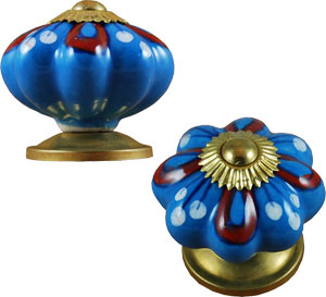Blue Willow Ceramic Fluted Cabinet Knob
