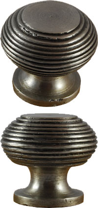 Antique Pewter Grooved Ball Cabinet Knob